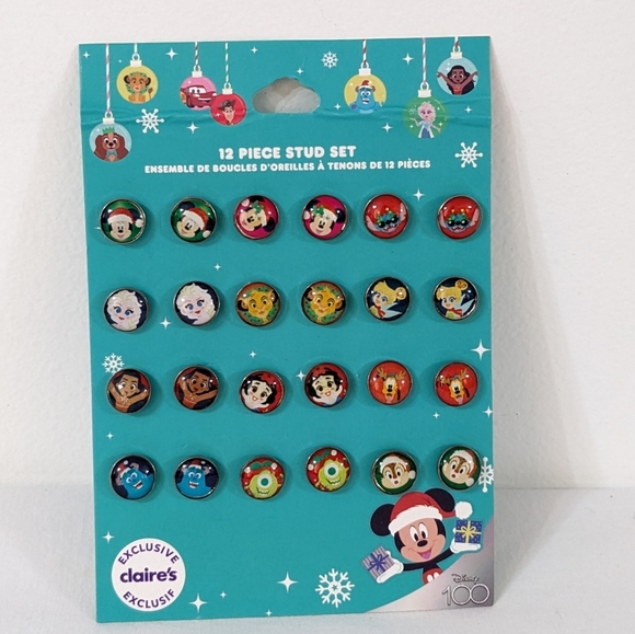 Disney Christmas Holiday Stud Earrings-12 Piece Stud Set, NEW - Picture 3 of 5